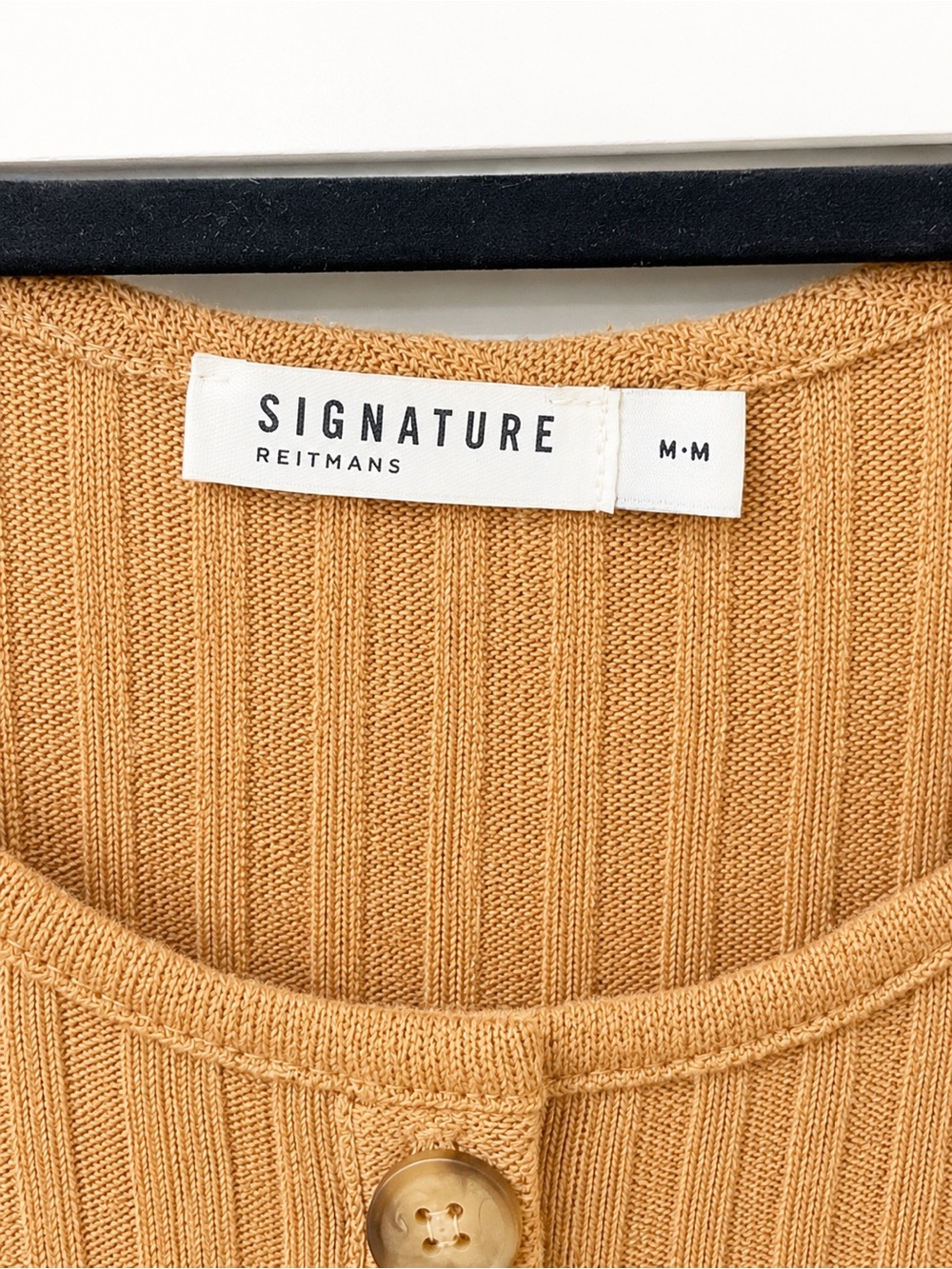 Signature by Reitmans Ribbed Button Front Tank | Camel | Medium - Picture 2 of 6